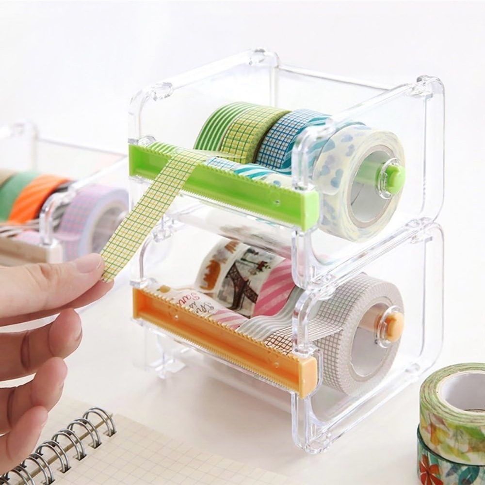 1-4 Pack Washi Tape Dispenser Transparent & Green Acrylic (3 more 4 pack avail)